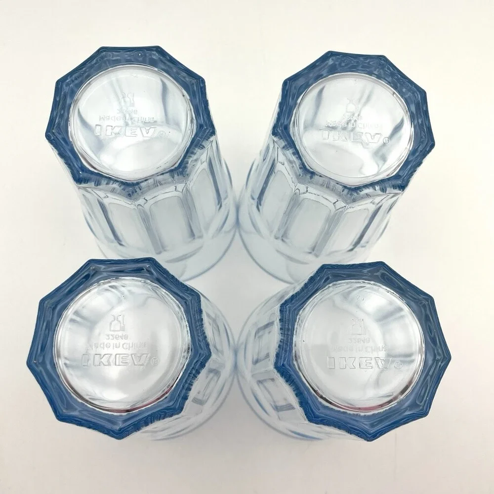 IKEA Blue Tinted Glass Tumblers 5.25